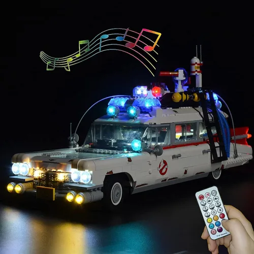 RC con kit de luz LED de sonido compatible con Lego 10274, kit de iluminación de construcción para (Ghostbusters ECTO-1) modelo de bloques de Rc Con