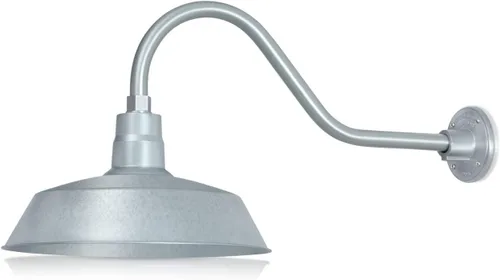 Miniatura 25 de 14 pulgadas. RLM Warehouse - Pantalla con brazo de cuello de cisne y bombilla Led A19 5000K de 9W Galvanizado (paquete de 2)