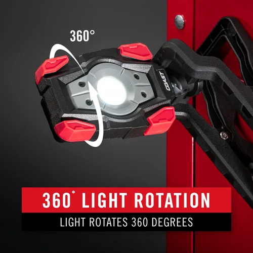 Miniatura 5 de Coast CL20R 1750 lúmenes recargable de doble potencia giratoria LED abrazadera magnética luz con haz de inundación gran angular, negro/rojo