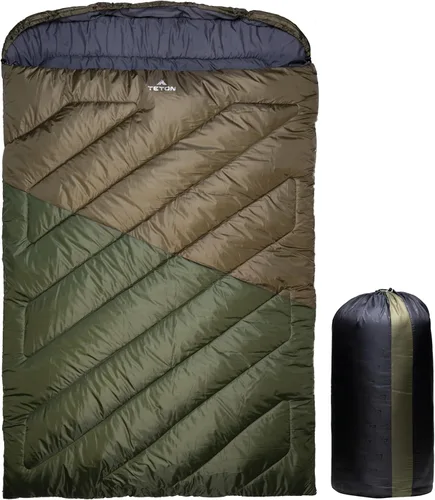 Miniatura 16 de Teton Mammoth - Saco de dormir doble tamaño Queen - Una bolsa cálida que toda la familia puede disfrutar, ideal para camping, caza y campamento Verde