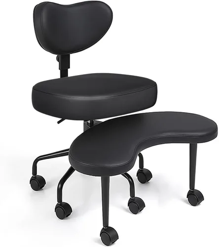 Miniatura 19 de Silla de escritorio extragrande, para sentarse con piernas cruzadas, con cojín de respaldo y reposabrazos ajustables, fabricada en tela, con ruedas