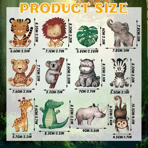 Miniatura 4 de Geetery 12 piezas de animales del bosque de madera con formas recortadas de animales pintados de bosque de safari para baby shower, criaturas