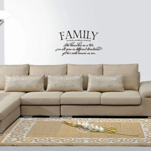 Miniatura 4 de Family Like Branches on a Tree We All Grow in Different Directions But Our Roots Remain as one – Calcomanías de pared de vinilo negro puro, citas