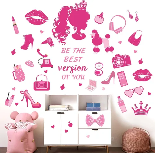 Miniatura 8 de Adhesivos de pared para dormitorio para niñas negras: calcomanías de moda de mariposas afroamericanas de pelar y pegar - decoración de arte