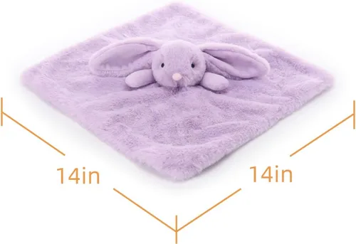 Miniatura 7 de Manta de seguridad de felpa con diseño de conejo púrpura de Apricot Lamb, manta de personaje para guardería de bebé, lujoso snuggler de peluche