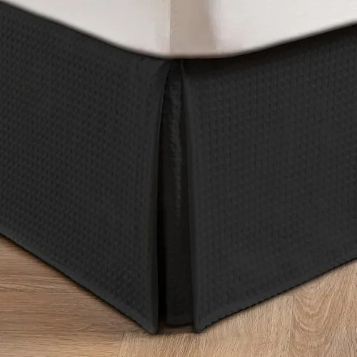 Miniatura 6 de MIYE Falda de cama plisada con tejido de gofre, volante de polvo a medida con caída de 12 pulgadas, ajuste fácil, lavable a máquina, sin esquinas