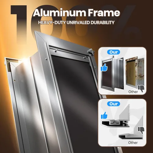 Miniatura 2 de Puerta para perros de pared, puerta mediana para perros, puerta resistente para mascotas y gatos, marco completamente de aluminio, 2 solapas