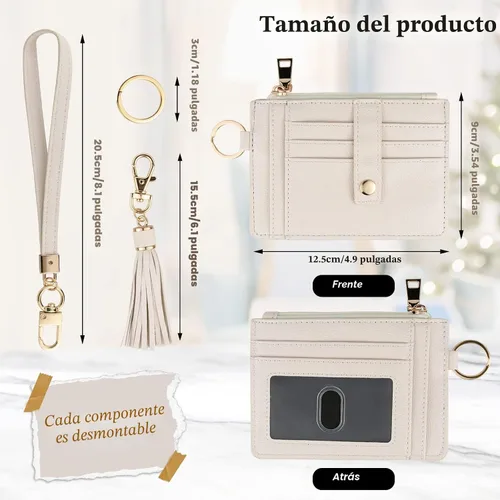 Miniatura 2 de KNGITRYI Billeteras pequeñas de pulsera para mujer RFID para tarjetas de crédito, cartera con llavero, cartera para tarjetas de crédito