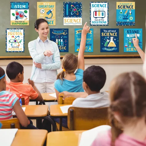 Miniatura 4 de Zonon Juego de 10 carteles de decoración de aula de ciencias y póster para profesores, científicos, tablón de anuncios, pósteres de laboratorio