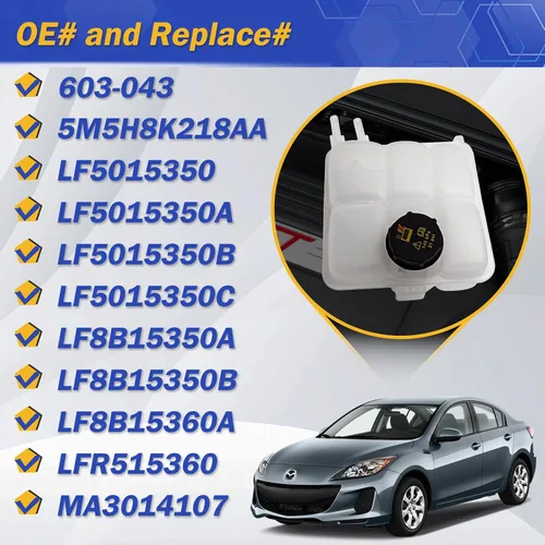 Miniatura 6 de Tanque de expansión del radiador del depósito del refrigerante del motor delantero para Mazda 3 2004-2013 2.0L 2.3L 603-043