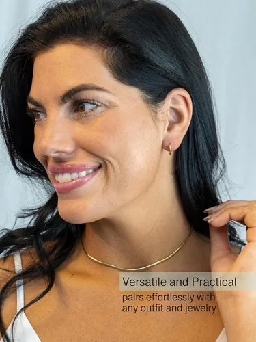 Miniatura 4 de Altitude Boutique Aretes de aro pequeños de oro de 18 quilates para mujer, aretes de tubo fino chapados en oro, ligeros, hipoalergénicos y gruesos