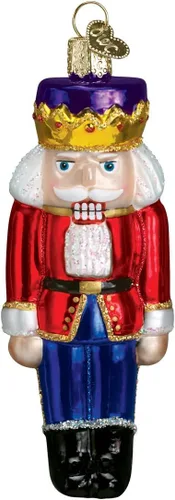 Old World Christmas Adorno de cristal soplado del Príncipe Cascanueces para árbol de Navidad, decoración navideña hecha a mano, colección navideña