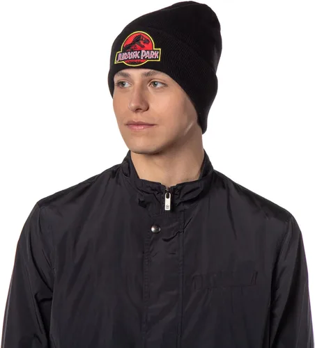 Miniatura 3 de Jurassic Park Hat Beanie Bordado Classic Logo Cuff Knit Beanie Cap Negro, Negro