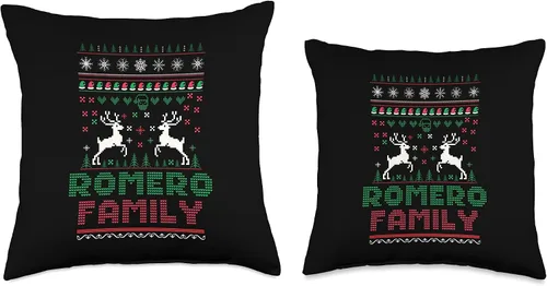 Miniatura 3 de Ugly Christmas shirt Romero Divertida almohada de Navidad fea a juego, con nombre de familia, 16 x 16 pulgadas, multicolor