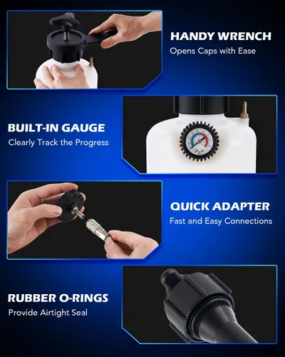 Miniatura 6 de Orion Motor Tech Purgador de presión, purgador de presión de freno de 2.5L con adaptador de 50.7mm, purgador de freno manual de 2.6qt con botella