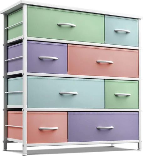 Miniatura 18 de Sorbus Cómoda con 8 cajones – Cómoda de almacenamiento de muebles para niños, adolescentes, dormitorio, guardería, sala de juegos, ropa, juguetes