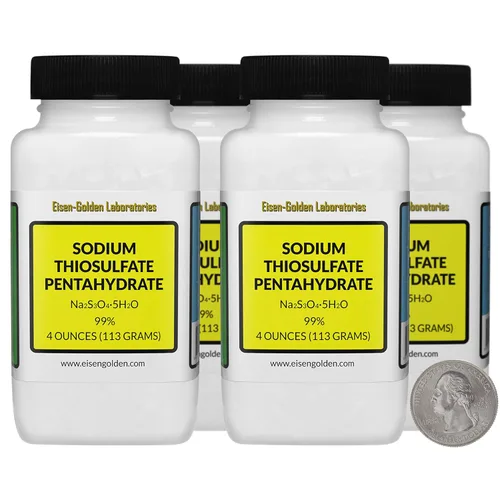 Miniatura 10 de Tiosulfato de sodio pentahidrato [Na2S3O3.5H2O] Cristales de grado AR 99% 1 Lb en dos botellas