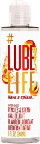 LubeLife - Lubricante personal a base de agua con sabor a melocotón y crema de Anal Delight, lubricante seguro para juguetes para hombres, mujeres y