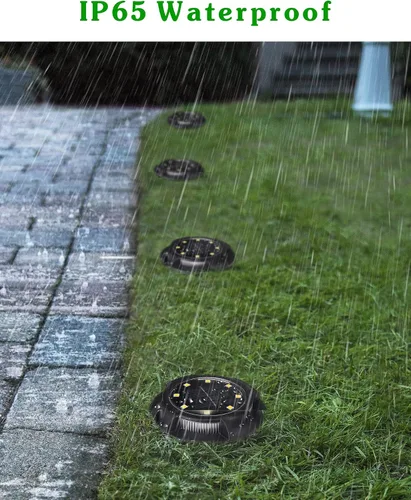 Miniatura 8 de Biling - Estacas solares para camino, 12 paquetes de luces solares brillantes azules para exteriores, impermeables para el patio, camino, jardín