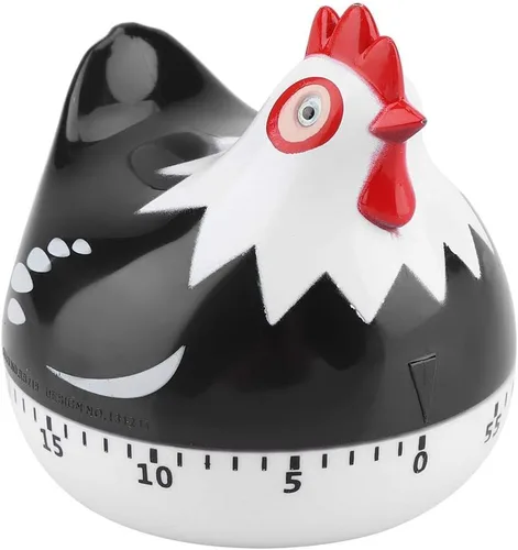 Temporizador de patrón de pollo, recordatorio de temporizador de cocina con cuenta regresiva para cocinar y hornear (negro)