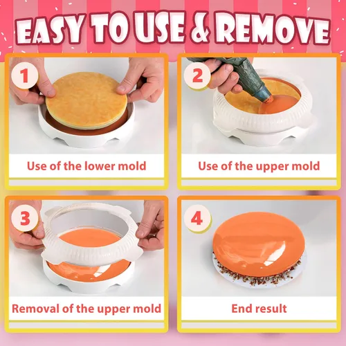 Miniatura 5 de Molde de silicona para mousse, molde redondo de silicona para tartas de 7.5 pulgadas de diámetro (capacidad de 33.5 onzas), fácil de usar