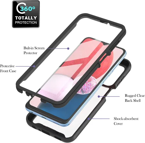 Miniatura 3 de Funda para Samsung Galaxy A13 LTE 4G, Samsung A13 LTE Funda para teléfono con protector de pantalla integrado, cubierta trasera delgada transparente