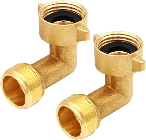 Miniatura 8 de Uenede Latón 3/4 "GHT 45 grados codo giratorio manguera de jardín conector, 2PCS Adaptador de manguera de jardín de rosca hembra a macho Cambiar