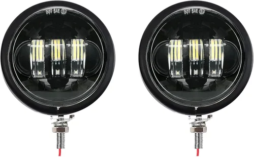 SKTYANTS Lámpara auxiliar de luz antiniebla de 4.5 pulgadas con soporte de cubo de carcasa de 4.5 pulgadas compatible con Touring Electra Glide Negro