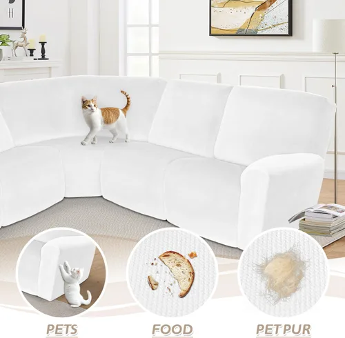 Miniatura 251 de Arfntevss Fundas de sofá seccional reclinable de terciopelo, Funda de sofá seccional de esquina para sofá reclinable, Funda elástica suave