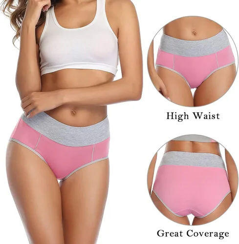 Miniatura 2 de wirarpa - Calzones de algodón elásticos transpirables y suaves de talle alto para mujer paquete de 5