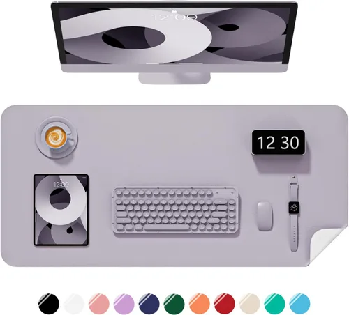 Miniatura 31 de Alfombrilla de escritorio, 60 x 35 cm, de piel sintética, antideslizante, alfombrilla grande para mouse para escritorio, impermeable, almohadilla