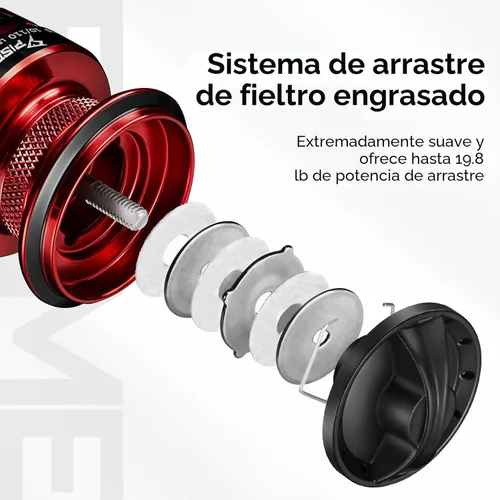 Miniatura 4 de Carretes giratorios Piscifun Flame, carretes ligeros ultrasuaves con 9+1BB para pesca, arrastre máximo de 19.8LBs, serie 2000, 3000, 4000, 5000, Rojo