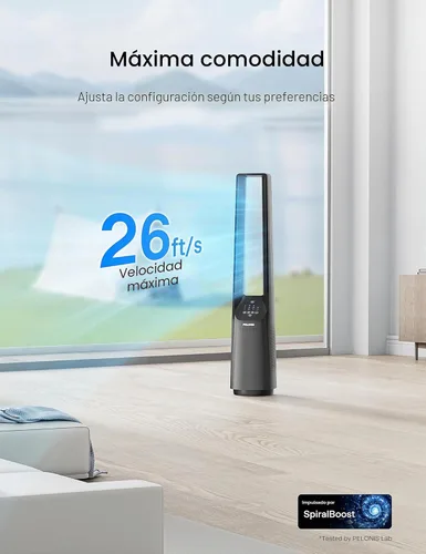 Miniatura 2 de PELONIS - Ventilador inteligente sin aspas de 40 pulgadas para dormitorio - Ventilador de torre, compatible con Alexa/Google/WiFi, motor DC, 6