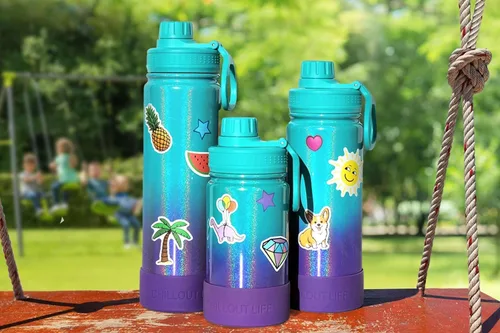 Miniatura 7 de CHILLOUT LIFE Botella de agua aislada para niños de 22 onzas para la escuela con tapa de boquilla a prueba de fugas y bonitas calcomanías Sirena