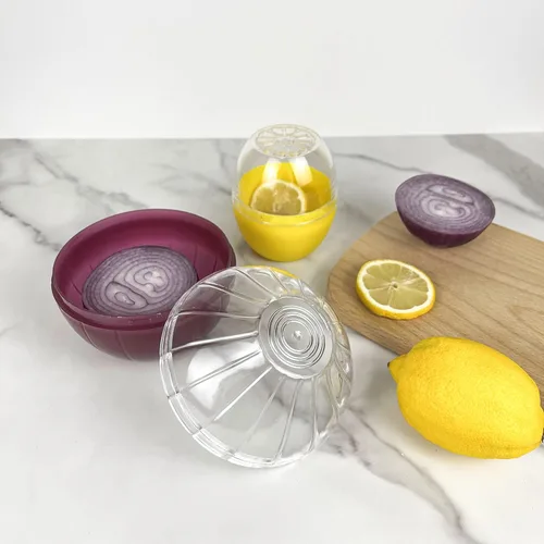 Miniatura 5 de 2 recipientes de almacenamiento de cebolla y limón en forma de frutas y verduras para nevera y verduras que hacen que la comida se mantenga fresca