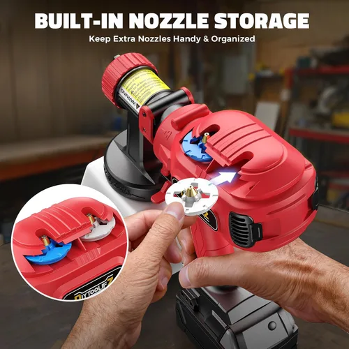 Miniatura 4 de DIYtoolifz - Pulverizador de pintura inalámbrico compatible con batería Milwaukee 18V, pistola de pintura eléctrica de 40.6 fl. oz con 4 boquillas