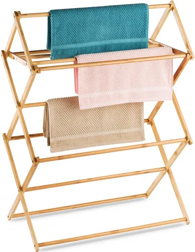 Miniatura 2 de Bartnelli Rejilla de Secado de Ropa de Bambú para Ropa, Secador de Ropa de Madera, Extremadamente Estable, Resistente, Plegable, Ahorra Espacio