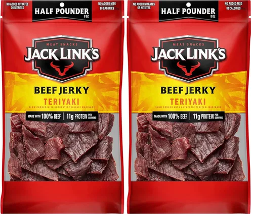Miniatura 13 de Jack Link's carne de res Jerky, original, bolsa grande de media libra - bocadillo de carne sabrosa, listo para comer, aperitivos de proteína con 10g