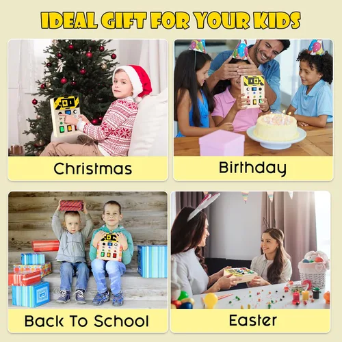 Miniatura 6 de Asweets Tablero Ocupado Montessori para Niños Pequeños, Tablero Ocupado de Madera con Interruptores LED, Juguetes Sensoriales para Autismo, Juguetes