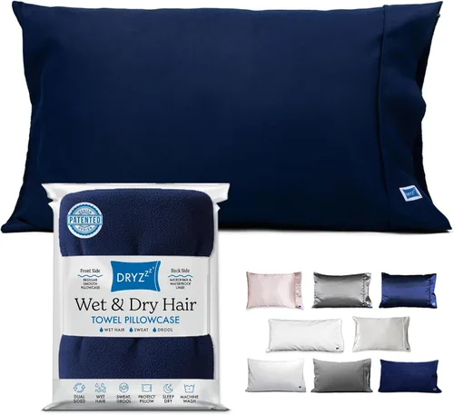 Miniatura 13 de DryZzz Funda de almohada impermeable de 35 x 19 pulgadas, 2 piezas, tamaño King, absorbente, toalla de doble cara, cabello húmedo y seco, a prueba