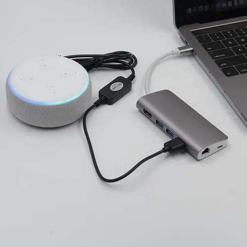 Miniatura 4 de Cable de alimentación USB de 5 V a CC de 12 V, compatible con Amazon Echo Spot y Echo Dot de 3ª generación, convertidor elevador de voltaje, Negro