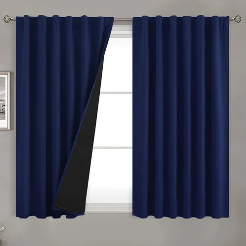 Miniatura 32 de BGment Cortinas 100% opacas beige de 63 pulgadas de largo con forro aislante térmico, bolsillo para varilla y lengüeta trasera de doble capa