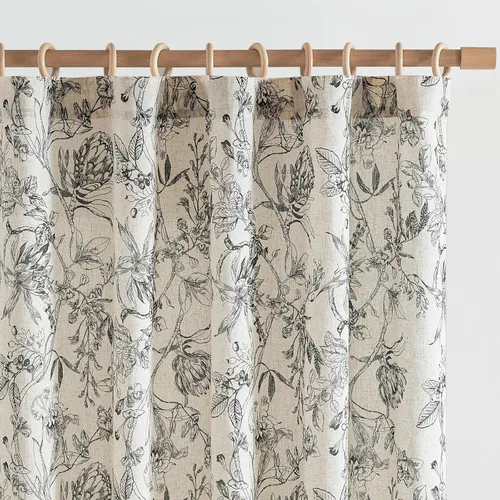 Miniatura 22 de Jinchan Cortinas de Mezcla de Lino con Estampado Floral para Sala de Estar, 84 Pulgadas de Largo, Cortinas con Bolsillo para Varilla y Tab Trasera