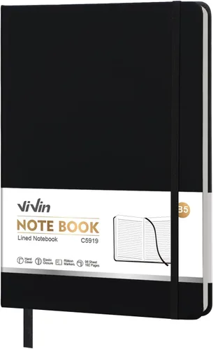 Miniatura 11 de ViVin Cuaderno A4 con rayas universitarias para el trabajo, diario de tapa dura de cuero de 8.5 x 11 pulgadas, 192 páginas, cuaderno rayado