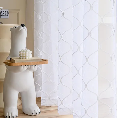 Miniatura 31 de Cortinas traslúcidas blancas de 84 pulgadas de largo, cortinas traslúcidas con bolsillo para barra para sala de estar, dormitorio, 2 paneles, 52x84