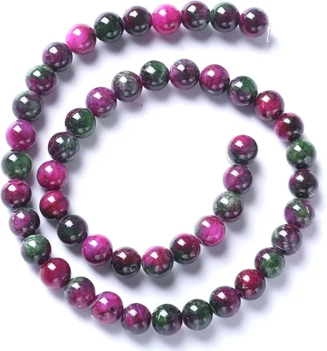 Miniatura 4 de 60 cuentas de piedra de jade múltiple de 0.236 in, cuentas sueltas espaciadoras para hacer joyas, pulseras y collares Multi Jade