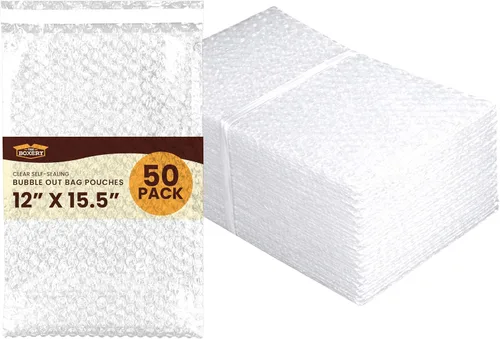 Miniatura 15 de The Boxery 3x5" Clear Self-Sealing Bubble Out Bag Pouches -50 Pack- Bubble Cushion Wrap Bags for Packing, Storage, Moving, and Shipping fragile items