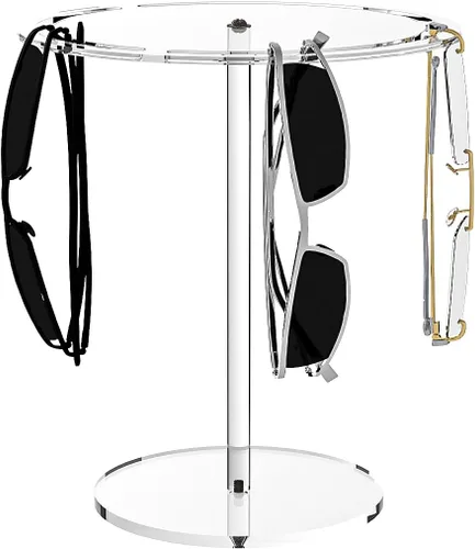 Sunglasses Holder Stand 360 Rotating, Eyeglasses Display Rack,Eyewear room Tabletop Glasses Storage Organizer (Acrylic, Round)