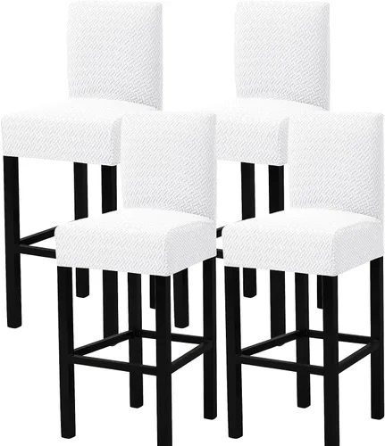 Miniatura 14 de Gollense Juego de 4 fundas para taburetes de bar con respaldo, fundas elásticas de jacquard para taburetes de bar, fundas de asiento lavables