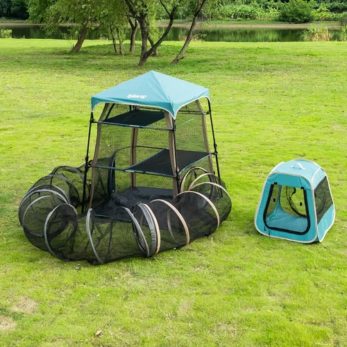 Miniatura 4 de Catio extragrande para gatos al aire libre, tienda de campaña 3 en 1 para gatos con túnel/cubo desplegable, catio portátil, tienda de campaña